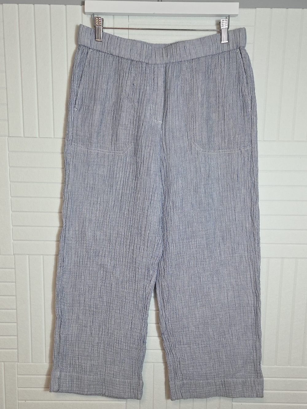 J. Jill Blue Pull On Wide Leg Cropped Pants Size S TALL